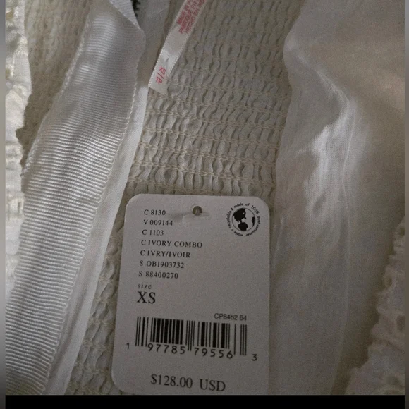 Nwt Free People Berry Kiss Mini Dress Cream Eyelet Off Shoulder Coquette Coastal - Picture 2 of 16